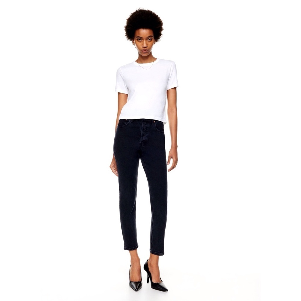 Denim Forum The Yoko High Rise Slim Crop Black Eyeliner Size 28